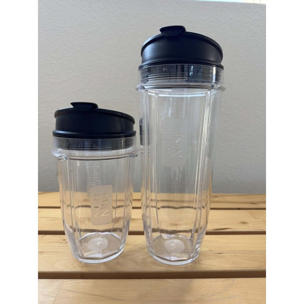 Nutri Ninja Replacement Cups W/ Snap Lids - Set Of Two -16oz & 32 oz,‎ cleaned
